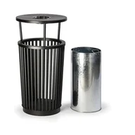 Kosze na śmieci - B2B Partner Zewnętrzny kosz na śmieci z popielniczką, 24 l, metalowy 405005 - miniaturka - grafika 1