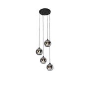 Lampy sufitowe - QAZQA Art deco hanglamp zwart met smoke glas 4-lichts - Wallace - miniaturka - grafika 1