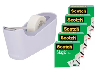 Scotch 3M Taśma biurowa Magic(C18-6L), matowa, 19mm, 33m, 6szt., podajnik C-18 GRATIS 3M-XA006508932 - Taśmy klejące - miniaturka - grafika 1