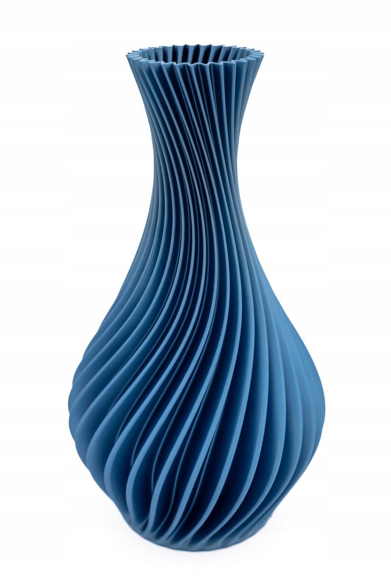 Wazon spiralny na suche kwiaty / LEGO - szafirowy satyna, nietłukący 20cm