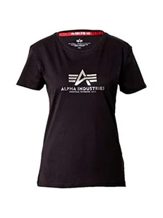 ALPHA INDUSTRIES Damska koszulka New Basic T Wmn Foil Print z krótkim rękawem, czarny/srebrny metaliczny., S - Koszulki i topy damskie - miniaturka - grafika 1