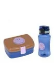 Bidony dla dzieci - Zestaw na lunch Lunchbox + Tritanowa butelka - bidon Little Gang Smile caramel/blue - miniaturka - grafika 1