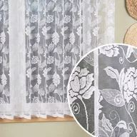Firany - Gotowa krótka firanka żakardowa do salonu ze wzorem wijących się róż, kolor biały, rozmiar 300x160 cm, Nola - miniaturka - grafika 1