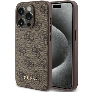 Guess GUHCP15LG4GFBR iPhone 15 Pro 6.1" brązowy/brown hard case 4G Metal Gold Logo - Etui i futerały do telefonów - miniaturka - grafika 1