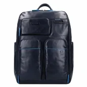 Torby na laptopy - Piquadro Blue Square Revamp Backpack RFID Leather 42 cm Laptop Compartment night blue - miniaturka - grafika 1