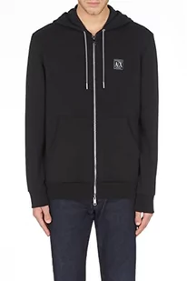 Armani Exchange Męska bluza z kapturem, sweter z logo z boku, Czarny, L - Swetry męskie - miniaturka - grafika 1