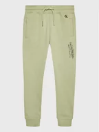 Spodnie i spodenki dla dziewczynek - Calvin Klein Jeans Spodnie dresowe Repeat Inst. Logo IB0IB01568 Zielony Regular Fit - miniaturka - grafika 1