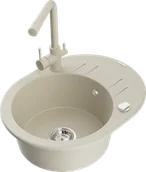 Zlewozmywaki z baterią - Mexen Kevin zlewozmywak granitowy 1-komorowy z ociekaczem i baterią kuchenną Duero, beżowy - 6517-69-671600-69 - miniaturka - grafika 1