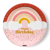 Dekoracje i nakrycia stołu na imprezę - Talerzyki papierowe Boho Happy Birthday, 23 cm 8 szt. - miniaturka - grafika 1