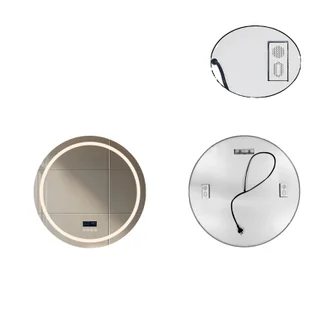 Lustro łazienkowe LED, głośnik Bluetooth, regulowane oświetlenie, okrągłe - Lustra - miniaturka - grafika 1