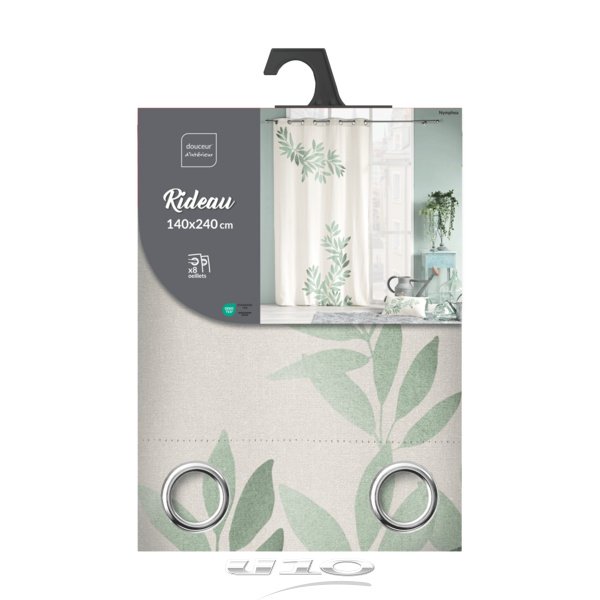 Zasłona z drukowanym motywem liści, NYMPA, 140 x 260 cm