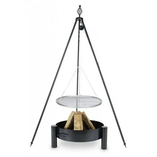 Farmcook Grill ogrodowy na trójnogu z rusztem ze stali nierdzewnej 70cm Czarny + Palenisko ogrodowe PAN 38 80cm - Ruszty - miniaturka - grafika 1