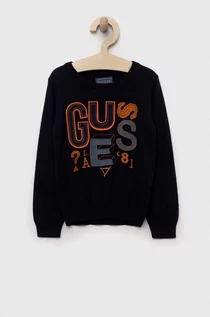 Swetry dla chłopców - Guess sweter dziecięcy kolor granatowy lekki - grafika 1