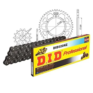 Zestaw łańcuchów DID stal 520NZ / 110 zamek zaciskowy do Yamaha TZR 250 ccm rok prod. 1987-1992 - Części motocyklowe - miniaturka - grafika 1