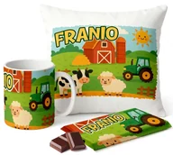 Czekolada - Zestaw Kubek Poduszka Czekolada z Imieniem Prezent Farma Traktor Zwierzęta - miniaturka - grafika 1