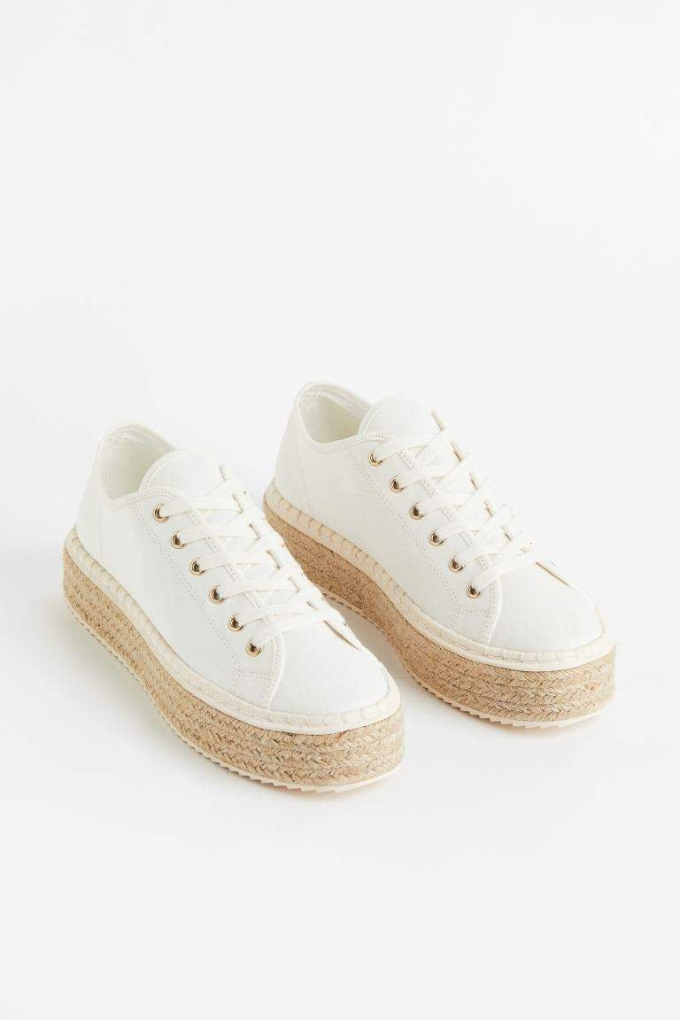 H&M TRAMPKI SZNUROWANE ESPADRYLE KREMOWE 40 1Y7J