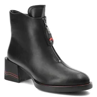 Botki damskie - Czarne Botki Filippo Obuwie Damskie Na Eleganckim Obcasie - miniaturka - grafika 1