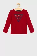 Bluzki dla chłopców - Guess Longsleeve dziecięcy kolor czerwony z nadrukiem - miniaturka - grafika 1