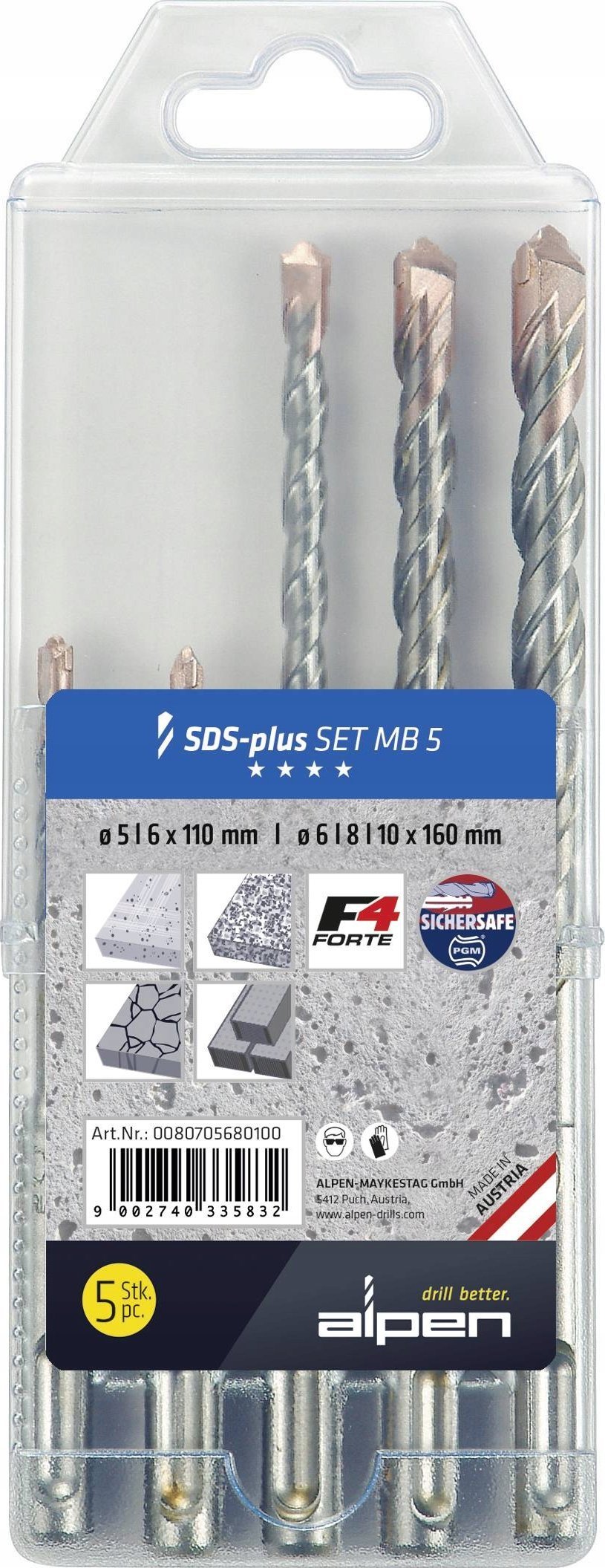 Alpen Wiertło SDS+ F4 MB5 5-6x110/6-8-10 x160