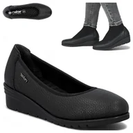 Półbuty damskie - Rieker SKÓRZANE Półbuty Damskie Wygodne Baleriny Eleganckie na koturnie 40 - miniaturka - grafika 1