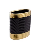 Wazony i flakony - Dekoracyjny Wazon Ceramiczny Elif 17X10X20 Czarny + Złoty - miniaturka - grafika 1