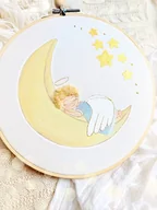 Pamiątka Chrztu Świętego - Obrazek z aniołkiem na księżycu, pamiątka dla dziecka - miniaturka - grafika 1