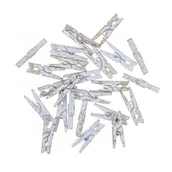 Spinacze i klipsy do papieru - Mini Klamerki Drewniane 3 Cm 24 Szt. Białe Złocone Ceoz-168 Dalprint - miniaturka - grafika 1