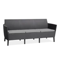 Ławki ogrodowe - Allibert Ogrodowa polirattanowa sofa SALEMO - trzyosobowa, grafitowa - miniaturka - grafika 1