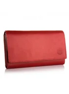 Portfele - Betlewski, portfel damski z RFID, skórzany, czerwony - miniaturka - grafika 1