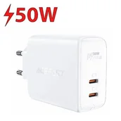Ładowarki do telefonów - Acefast ładowarka sieciowa GaN USB Typ C 50W, PD, QC 3.0, AFC, FCP biały (A29 white) - miniaturka - grafika 1
