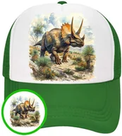 Czapki i chusty sportowe męskie - Czapka z Daszkiem Dinozaur Zielona z Nadrukiem Na Lato Siatka Bejsbolówka - miniaturka - grafika 1