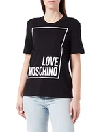 Koszulki i topy damskie - Love Moschino Damska koszulka o regularnym kroju z krótkim rękawem, czarna, rozmiar 48 (DE), czarny, 48 - miniaturka - grafika 1