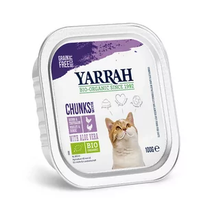 Yarrah Bio kawałeczki w sosie, 6 x 100 g - Biokurczak i bioindyk - Mokra karma dla kotów - miniaturka - grafika 1