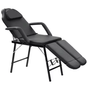 vidaXL Przenośny fotel kosmetyczny, ekoskóra, 185 x 78 x 76 cm, czarny vidaXL - Stoły i łóżka do masażu - miniaturka - grafika 1