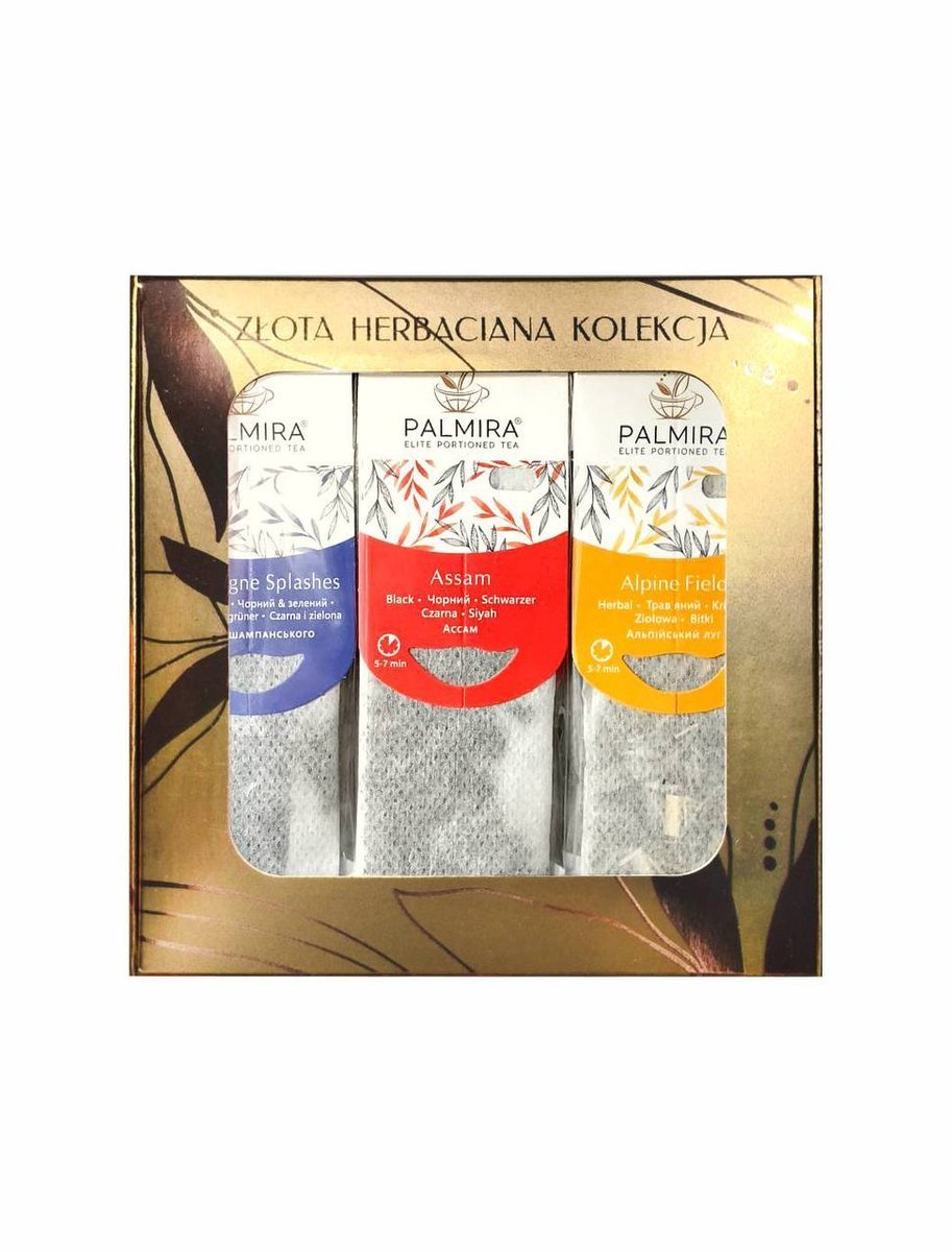 Zestaw herbat PALMIRA „Zloto” – prezent, upominek, 11 smaków, święta, dla firm, do biura