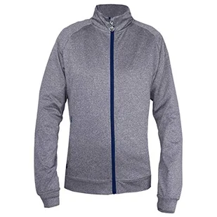 Island Green Damski golf damski kontrastowy pełny zamek błyskawiczny elastyczny termiczny oddychający ultralekki top Grey Marl/Navy 12 - Koszulki i topy damskie - miniaturka - grafika 1