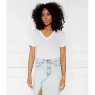 Koszulki i topy damskie - Calvin Klein Lniany t-shirt | Regular Fit - miniaturka - grafika 1