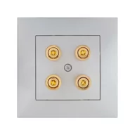 Wyłączniki światła i elektryczne - LEDart ELEKTRO - PLAST głośnikowe podwójne z ramką CARLA srebrny ELEKTRO - PLAST - miniaturka - grafika 1