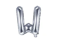 Balony i akcesoria - PartyDeco Balon foliowy, litera W, srebrny, 35 cm - miniaturka - grafika 1
