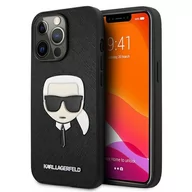 Etui i futerały do telefonów - Etui Karl Lagerfeld KLHCP13LSAKHBK do iPhone 13 Pro / 13 6,1" czarny Saffiano Ikonik Karl`s Head - miniaturka - grafika 1