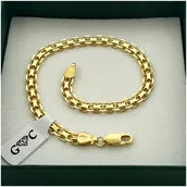 Bransolety męskie - BRANSOLETKA ZŁOTA MĘSKA 925/585 SREBRO BISMARK 22cm/5mm + GRAWER + Y - miniaturka - grafika 1