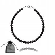Bransoletki - Bransoletka Naturalny CZARNY TURMALIN Fasetowany 4mm Srebrne Zapięcie 20cm - miniaturka - grafika 1