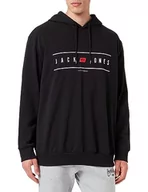 Bluzy męskie - Bestseller A/S Męska bluza z kapturem Jjelliot Logo Sweat Hood Pls, czarny, 6XL duże rozmiary - miniaturka - grafika 1