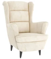 Fotele - Kremowy welurowy fotel wypoczynkowy N3-C79 - miniaturka - grafika 1