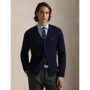 POLO RALPH LAUREN Wełniany kardigan Regular Fit z dodatkiem kaszmiru - Swetry męskie - miniaturka - grafika 1