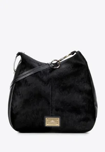 Skórzana torebka worek z naturalnego włosia czarna - Torebki damskie Skórzana torebka worek z naturalnego włosia czarna - Torebki damskie - miniaturka - grafika 1