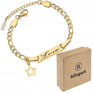 BLINGART Bransoletka damska POZŁACANA GWIAZDKA blaszka STAL GRAWER - Bransoletki - miniaturka - grafika 1