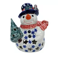 Ozdoby bożonarodzeniowe - Ceramiczny bałwan mały Ceramika Bolesławiec - miniaturka - grafika 1