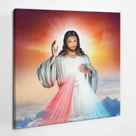 Ikony i obrazy sakralne - Miłosierdzie Jezusa - obraz polycanvas, 60x60 - miniaturka - grafika 1