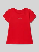 Koszulki dla dziewczynek - T-shirt o kroju regular fit z nadrukiem z logo model ‘Signature’ - miniaturka - grafika 1